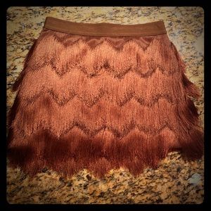 BCBGMAXAZRIA Modie Crochet Fringe Skirt XS